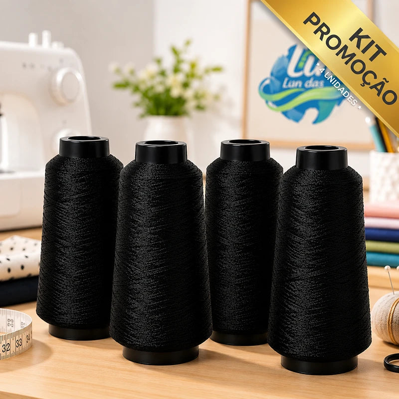 KIT 4 FIOS OVERLOCK PRETO